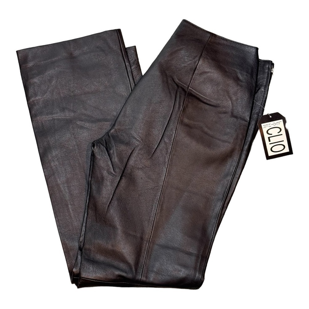 Clio High Waisted Straight Leg Leather Pants NWT
